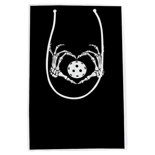 ハロウィーンピックルスケルトンハート手 ミディアムペーパーバッグ (正面)