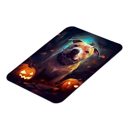 ハロウィーンピットブルカボチャ怖 マグネット (左側)