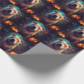 ハロウィーンピットブルカボチャ怖 ラッピングペーパー (角)