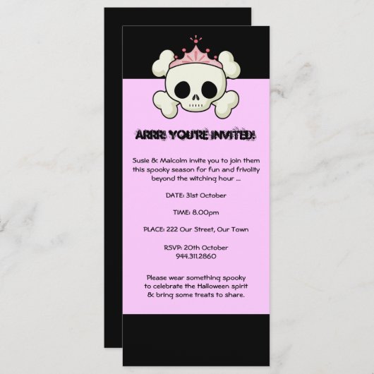 ハロウィーンピレートプリンセス招待状 招待状 (正面/裏面)