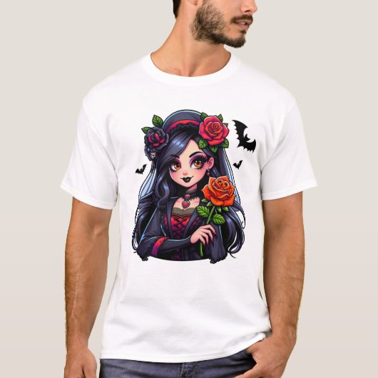 ハロウィーンピンアップウィッチアート Tシャツ (正面)