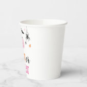 ハロウィーンピンクのトリックまたはカボチャのスパイダーウェブを扱う 紙コップ (左)