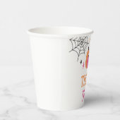 ハロウィーンピンクのトリックまたはカボチャのスパイダーウェブを扱う 紙コップ (右)