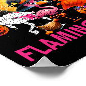 ハロウィーンピンクのフラミンゴの衣装スケルトンの魔女 ポスター (角)