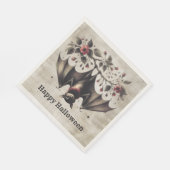 ハロウィーンピンクの花エビルこうもりグ葉リーン スタンダードランチョンナプキン (角)