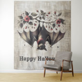 ハロウィーンピンクの花エビルこうもりグ葉リーン タペストリー (インサイチュ)