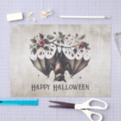 ハロウィーンピンクの花エビルこうもりグ葉リーン 薄葉紙 (クラフト)
