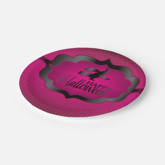 ハロウィーンピンクの魔女 ペーパープレート (アングル)