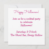 ハロウィーンピンクの魔女 招待状 (裏面)