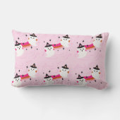 ハロウィーンピンクアンドブラック幽霊名前をカスタムする ランバークッション (裏面)