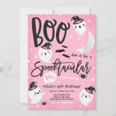 ハロウィーンピンクカウト幽霊誕生日スプークタキュラ 招待状 (正面)