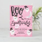 ハロウィーンピンクカウト幽霊誕生日スプークタキュラ 招待状 (スタンド正面)
