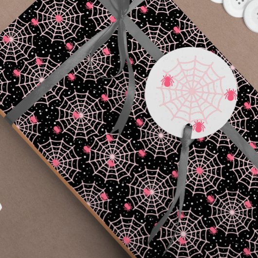 ハロウィーンピンクスパイダーとくもの巣ラベル フェイバータグ