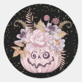 ハロウィーンピンクパンプキンフローラ ラウンドシール (正面)
