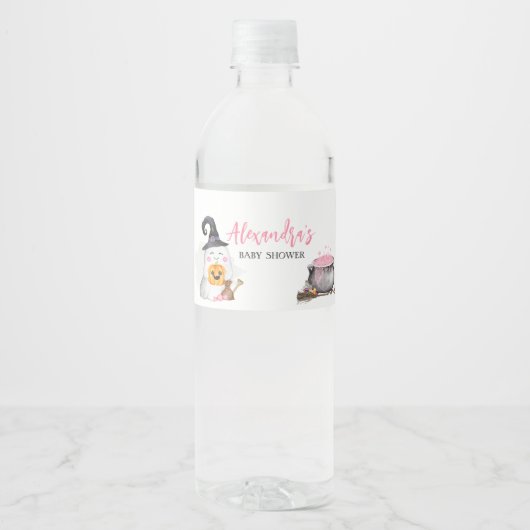 ハロウィーンピンクベビーが赤ちゃんシャワーを醸造 ペットボトルラベル (正面)