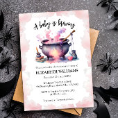 ハロウィーンピンクベビーが赤ちゃんシャワーを醸造 招待状