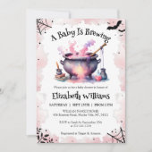 ハロウィーンピンクベビーが赤ちゃんシャワーを醸造 招待状 (正面)