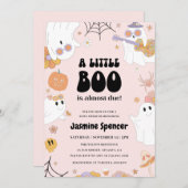 ハロウィーンピンク小さなブーは赤ちゃんシャワーが必要 招待状 (正面/裏面)