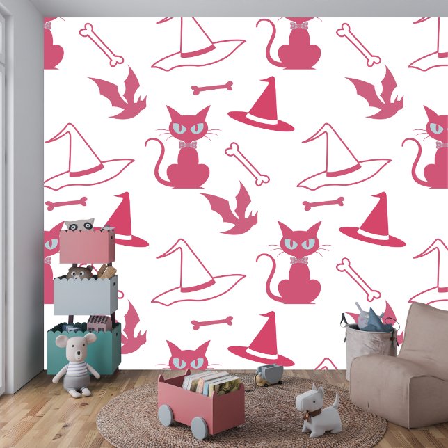 ハロウィーンピンク猫不気味魔性パーティー 壁紙 (クリエイターアップロード済み)