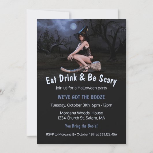 ハロウィーンピンナップガールインムーンライト招待状 招待状 (正面)