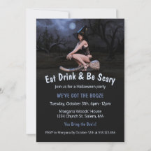 ハロウィーンピンナップガールインムーンライト招待状