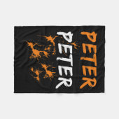 ハロウィーンピーターかぼちゃを食べる女性の衣装カップル フリースブランケット (正面(横))