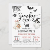 ハロウィーンピ不気味ックオン1歳の誕生日招待状 招待状 (正面)