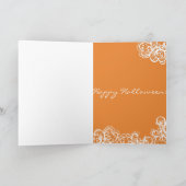 ハロウィーンファッションイラストレーションとブラックレース カード (内部)