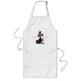 ハロウィーンファッションイラストレーションと箒 ロングエプロン