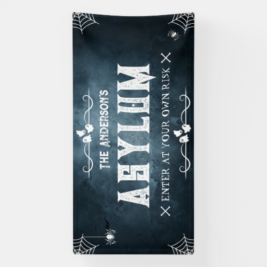 ハロウィーンファミリーアおもしろいイス幽霊のよく出るアリストハウス不気味 横断幕 (縦)