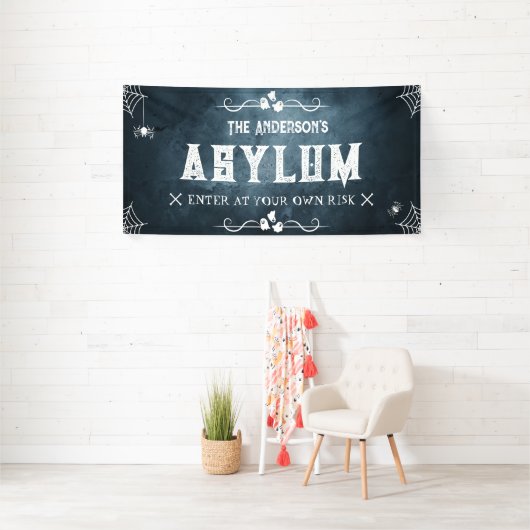 ハロウィーンファミリーアおもしろいイス幽霊のよく出るアリストハウス不気味 横断幕 (インサイチュ)