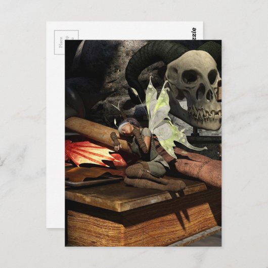 ハロウィーンフェアリーとスカル ポストカード (正面/裏面)