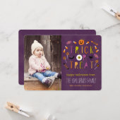 ハロウィーンフォトカードのトリックまたはトリートメント カード (正面/裏面インサイチュ)