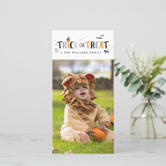 ハロウィーンフォトカードのトリックまたはトリートメント シーズンカード (スタンド正面)