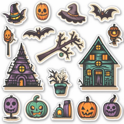 ハロウィーンフォークアートステッカー シール (正面)