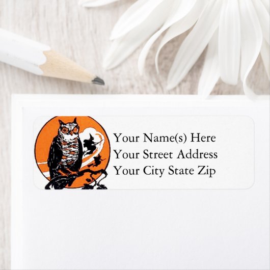 ハロウィーンフクロウとウィッチヴィンテージハロウィン ラベル (インサイチュ)