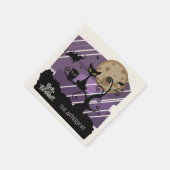 ハロウィーンフクロウとネコパーソナライズされたナプキン スタンダードカクテルナプキン (角)