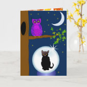 ハロウィーンフクロウのグリーティングカード カード (黄色い花)