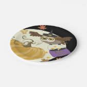 ハロウィーンフクロウのトリックまたはトリート！ ペーパープレート (アングル)