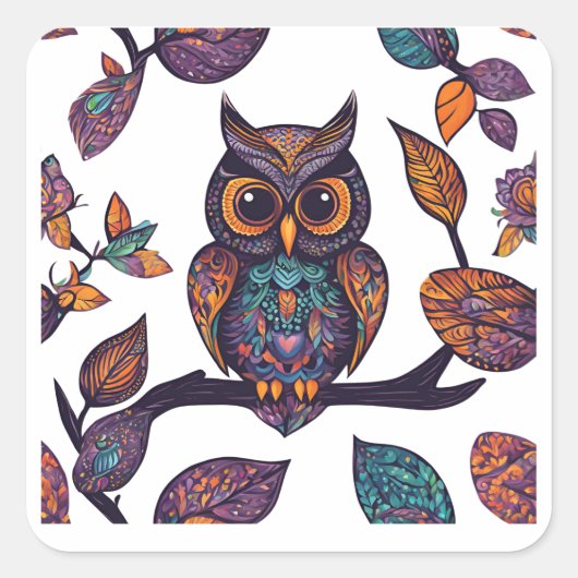 ハロウィーンフクロウアレブリエ離れと スクエアシール (正面)