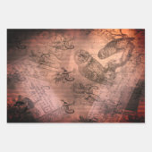 ハロウィーンフクロウファミリーヴィンテージエフェメラ ラッピングペーパーシート (正面3)