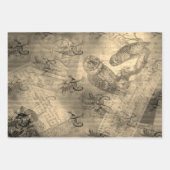 ハロウィーンフクロウファミリーヴィンテージエフェメラ ラッピングペーパーシート (正面2)