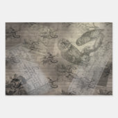 ハロウィーンフクロウファミリーヴィンテージエフェメラ ラッピングペーパーシート (正面)