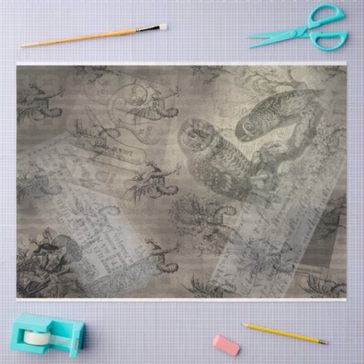 ハロウィーンフクロウファミリーヴィンテージエフェメラ 薄葉紙 (クラフト)