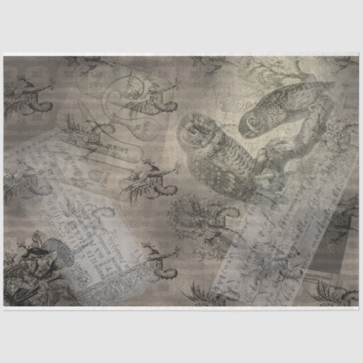 ハロウィーンフクロウファミリーヴィンテージエフェメラ 薄葉紙 (正面)