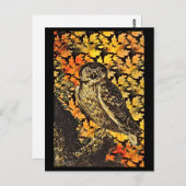 ハロウィーンフクロウ紅葉 ポストカード (正面/裏面)
