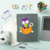 ハロウィーンフクロウ，かわいいフクロウ，パープルフクロウ，カボチャ シール (iPadカバー)