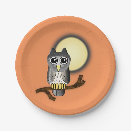 ハロウィーンフクロウ ペーパープレート (正面)