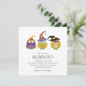 ハロウィーンフクロウ。子供おもしろいの衣装パーティー。動物 招待状 (スタンド正面)