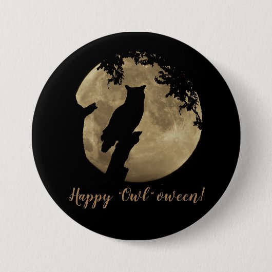 ハロウィーンフクロウ 缶バッジ (正面)